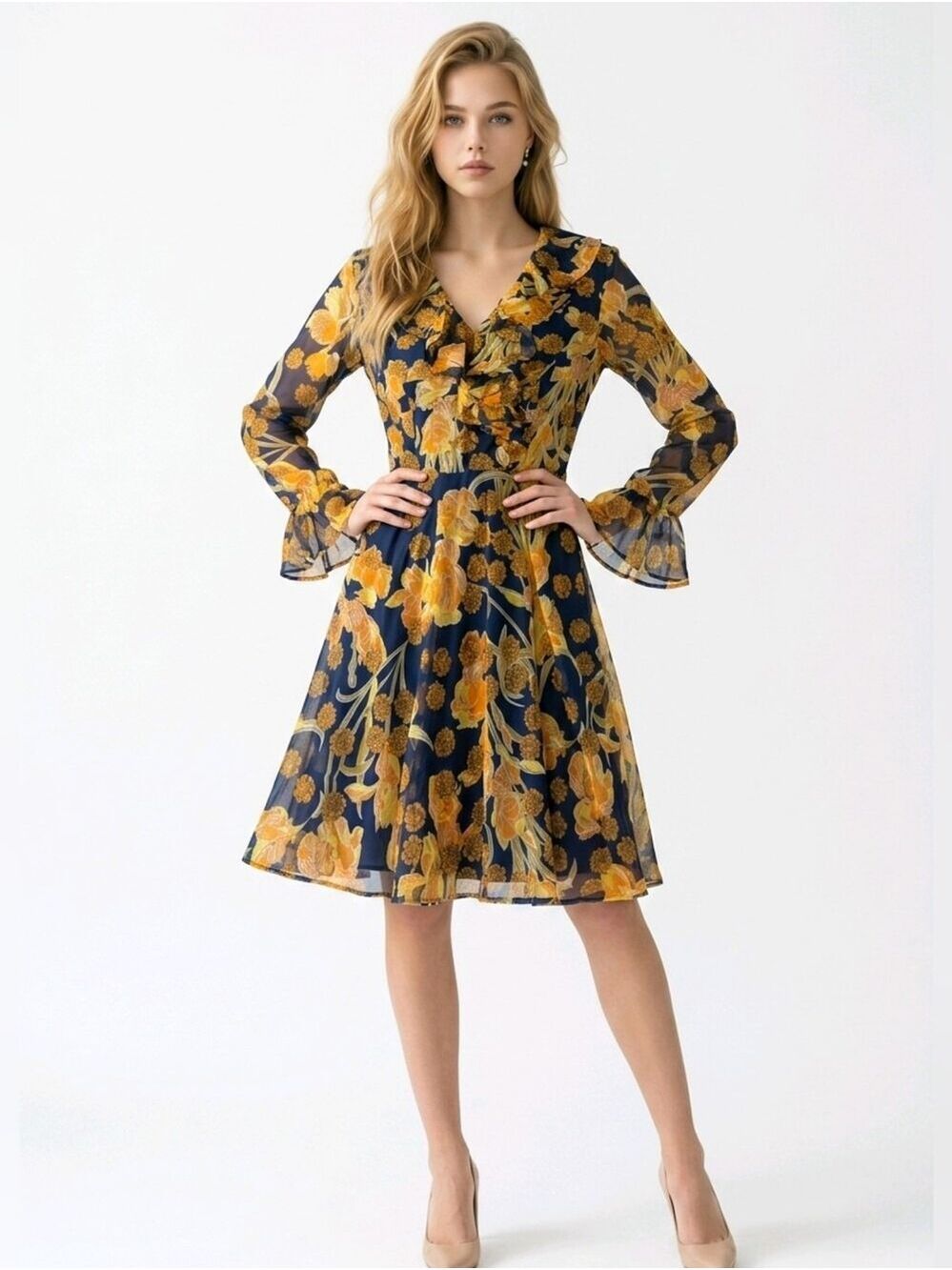 HP. VINTAGE Jean Pierre Floral Print Dress